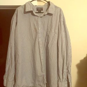4XL white long sleeve shirt with blue stripes